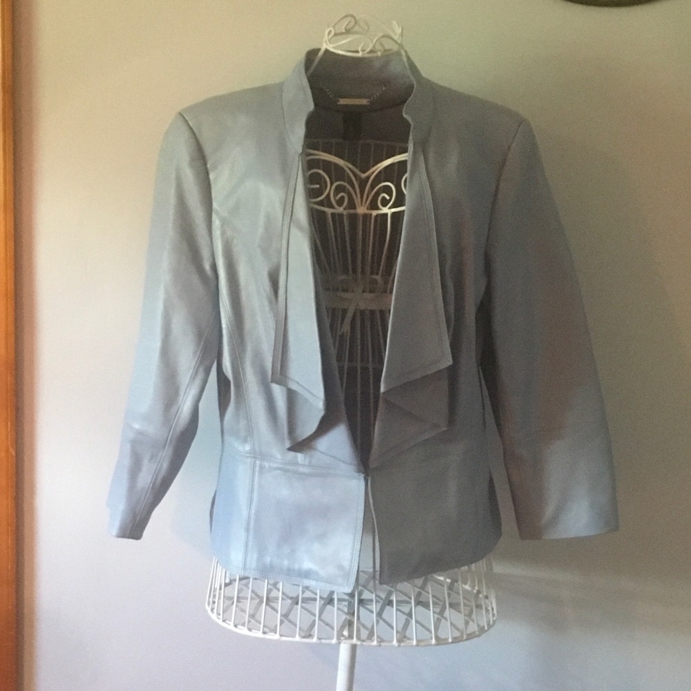 WHBM Blue Leather Jacket